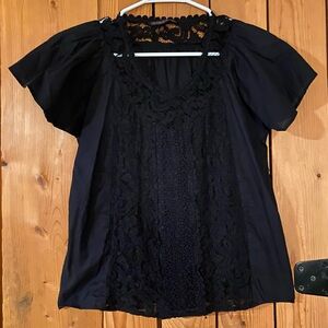 Victoria's Secret Black Lace Blouse 100% Cotton